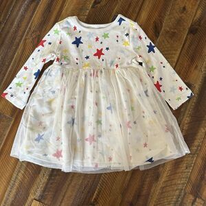 Hanna Andersson Moon and Back Long Sleeve Tulle Dress Size 18-24 Months White